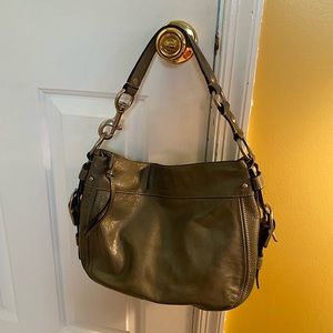 Gray metallic Coach shoulder